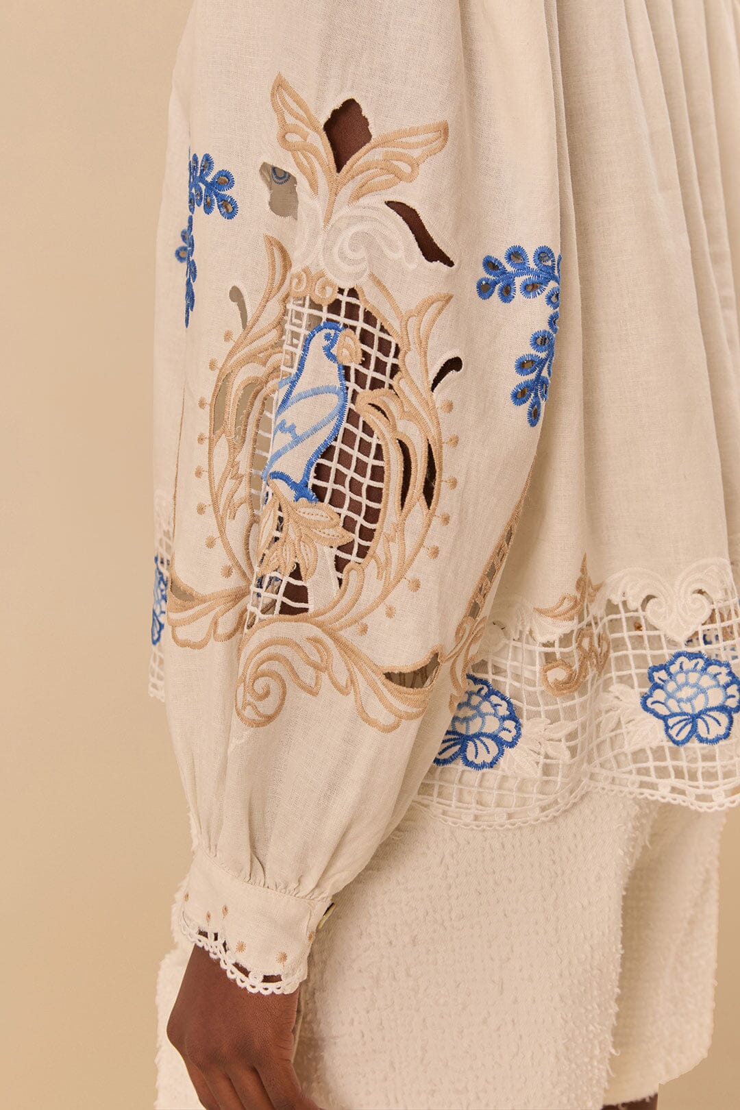 FARM Rio Off-White Romantic Richelieu Blouse