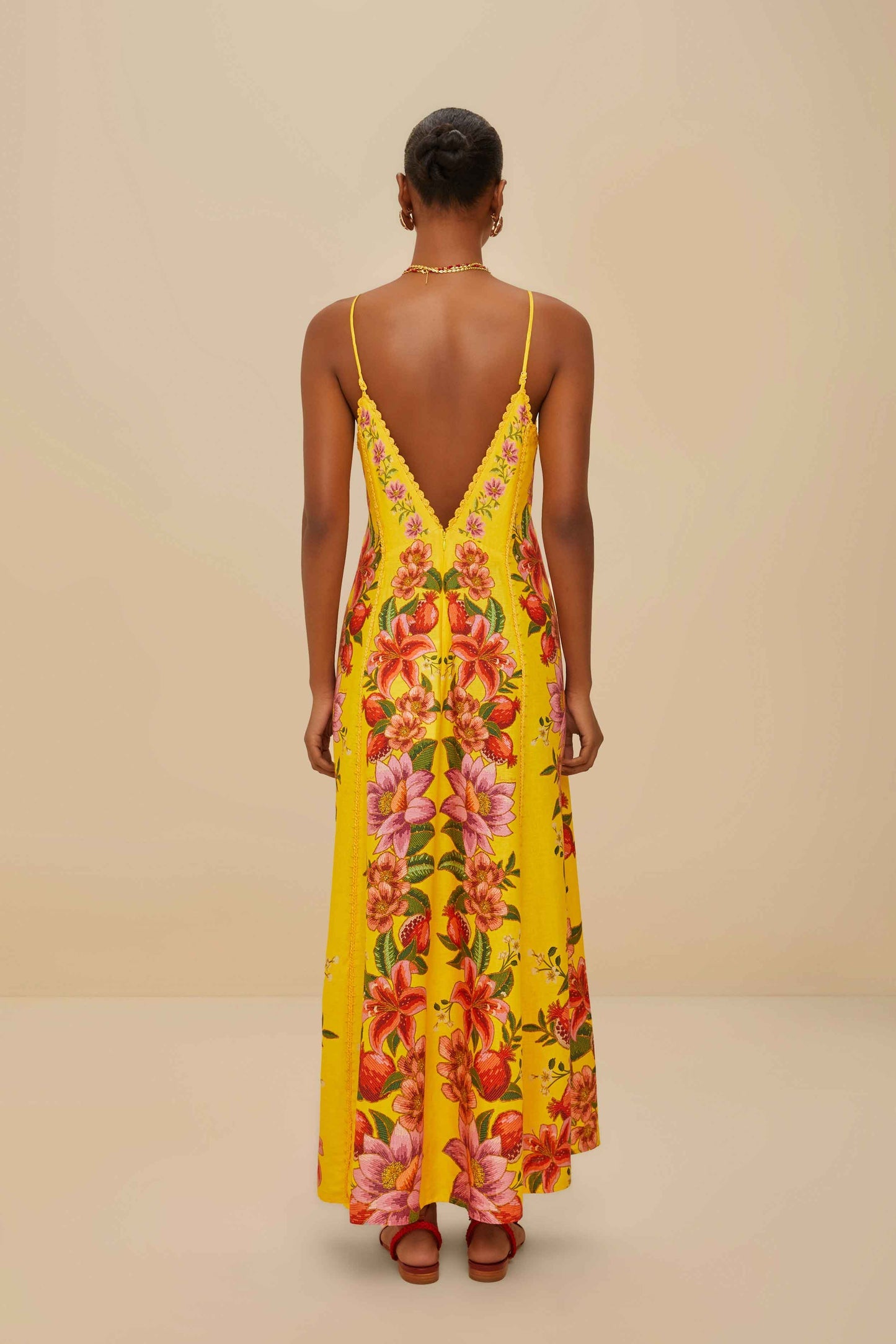 FARM Rio Yellow Summer Fruit Scarf LENZING™ ECOVERO™ Euroflax™ Maxi Dress