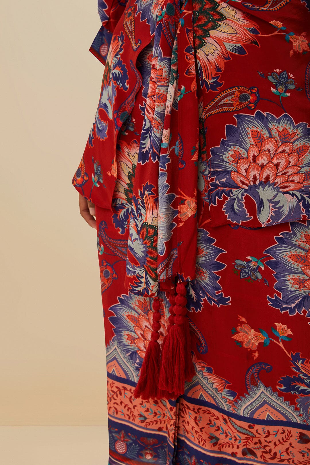 FARM Rio Luang Red Scarves Blue Maxi Dress