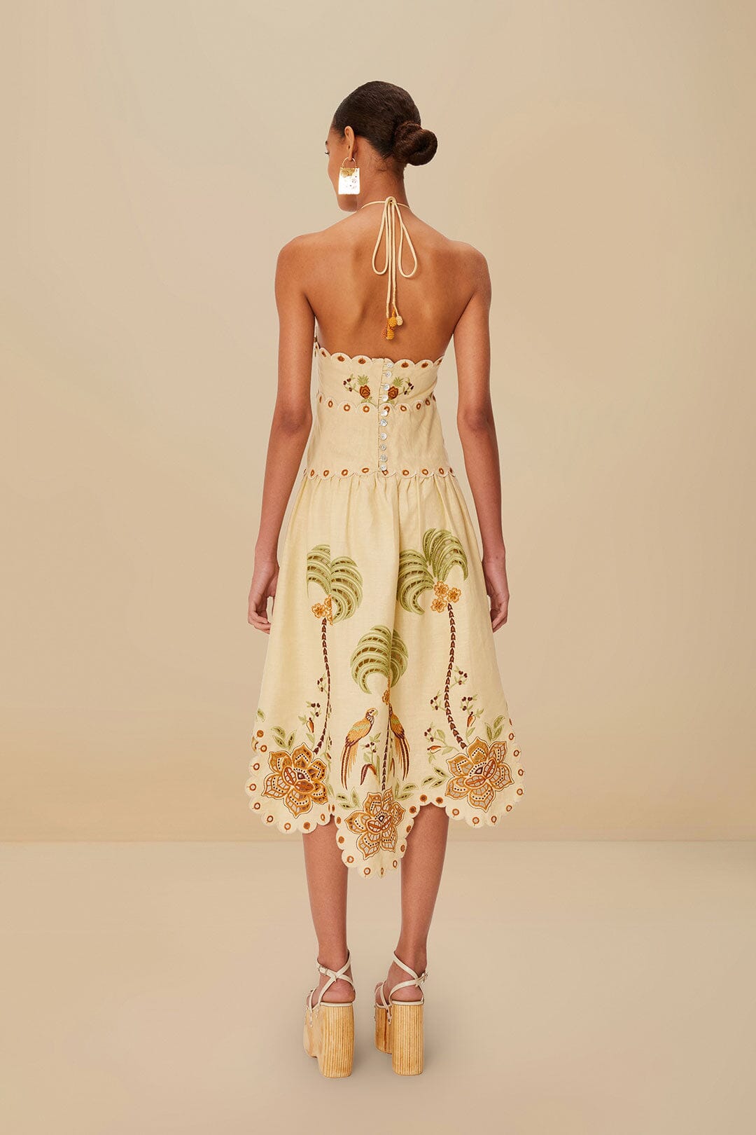 FARM Rio Sand Delicate Forest Richelieu Embroidered Euroflax™ Premium Linen Mid