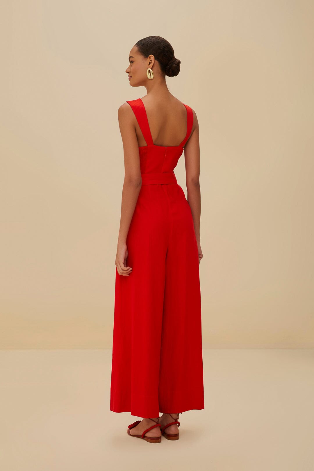 FARM Rio Red Sleeveless LENZING™ ECOVERO™ Euroflax™ Maxi Jumpsuit