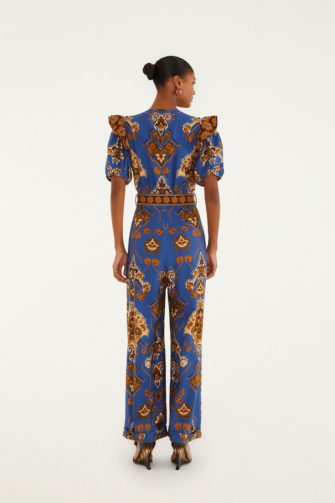FARM Rio Blue Ornament Floral Jumpsuit