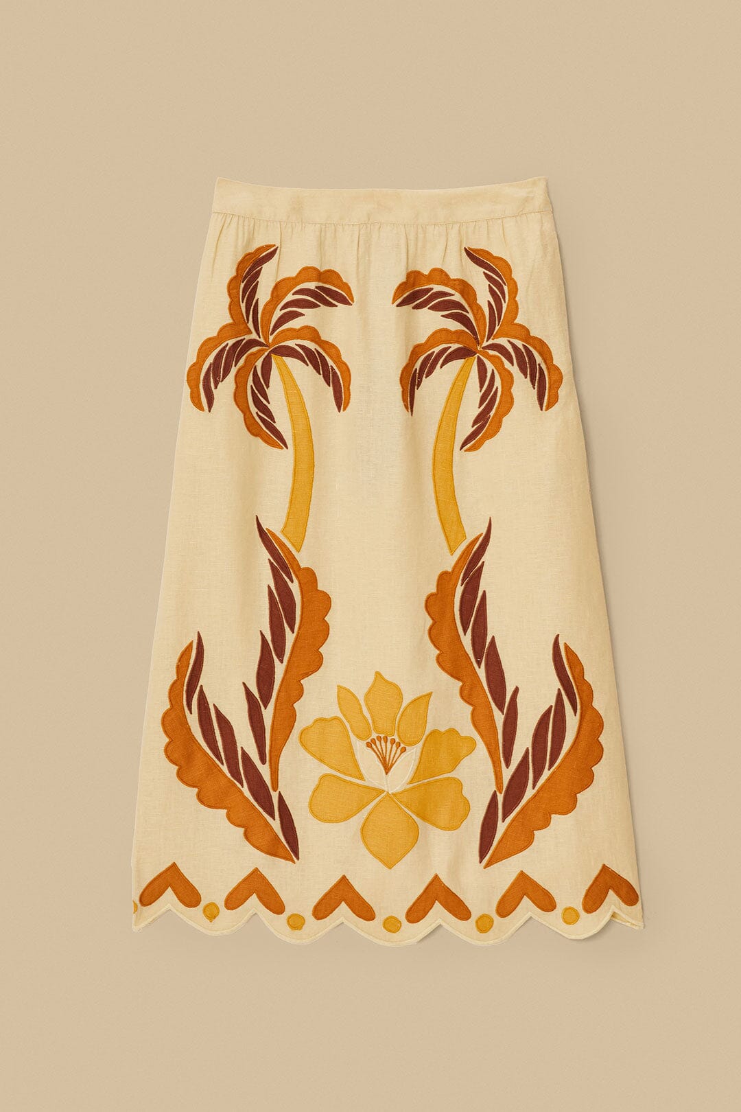 FARM Rio Sand Summer Cutwork Euroflax™ Premium Linen Skirt