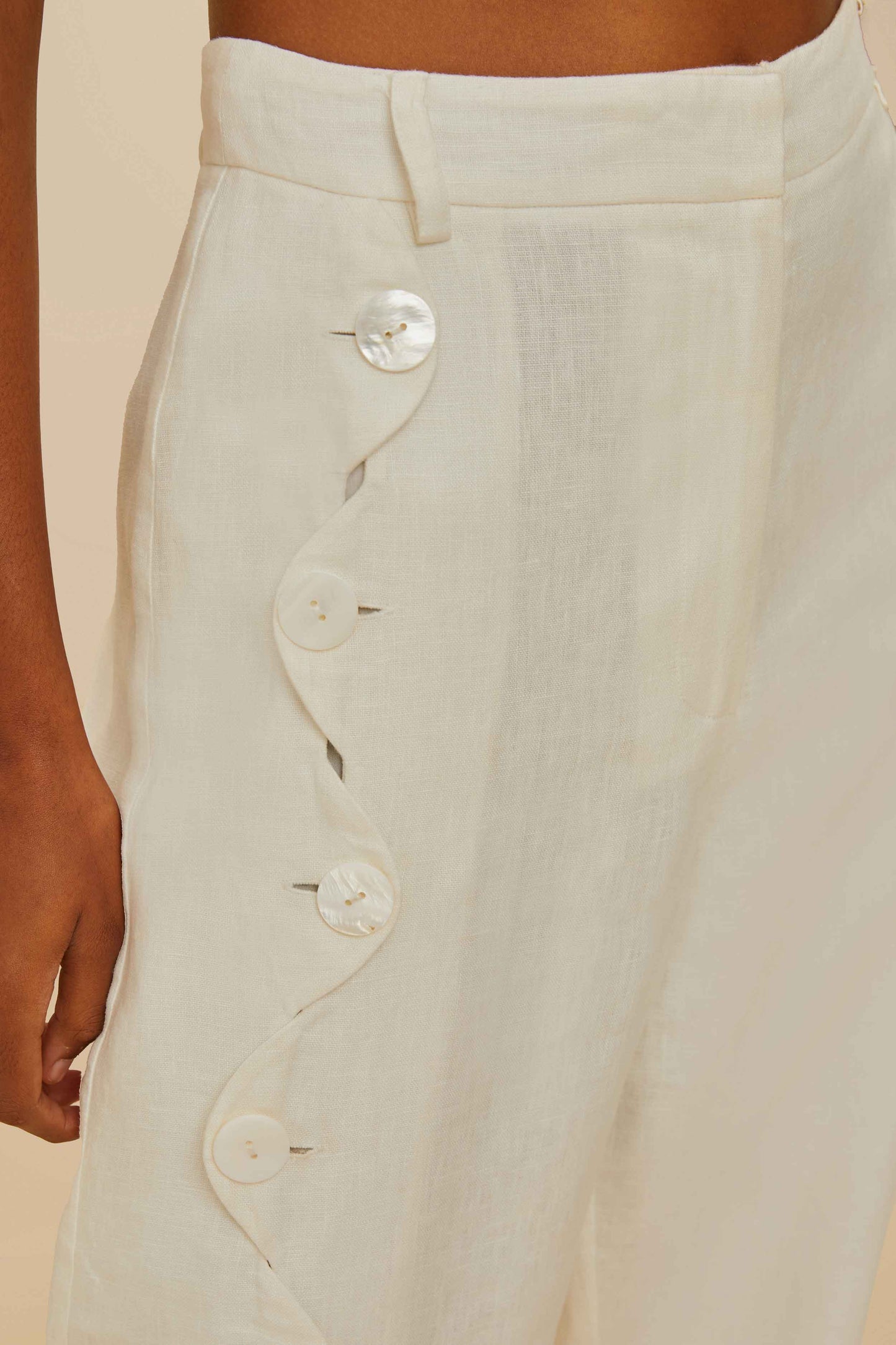 FARM Rio Off-White High Waisted Euroflax™ Premium Linen Pants