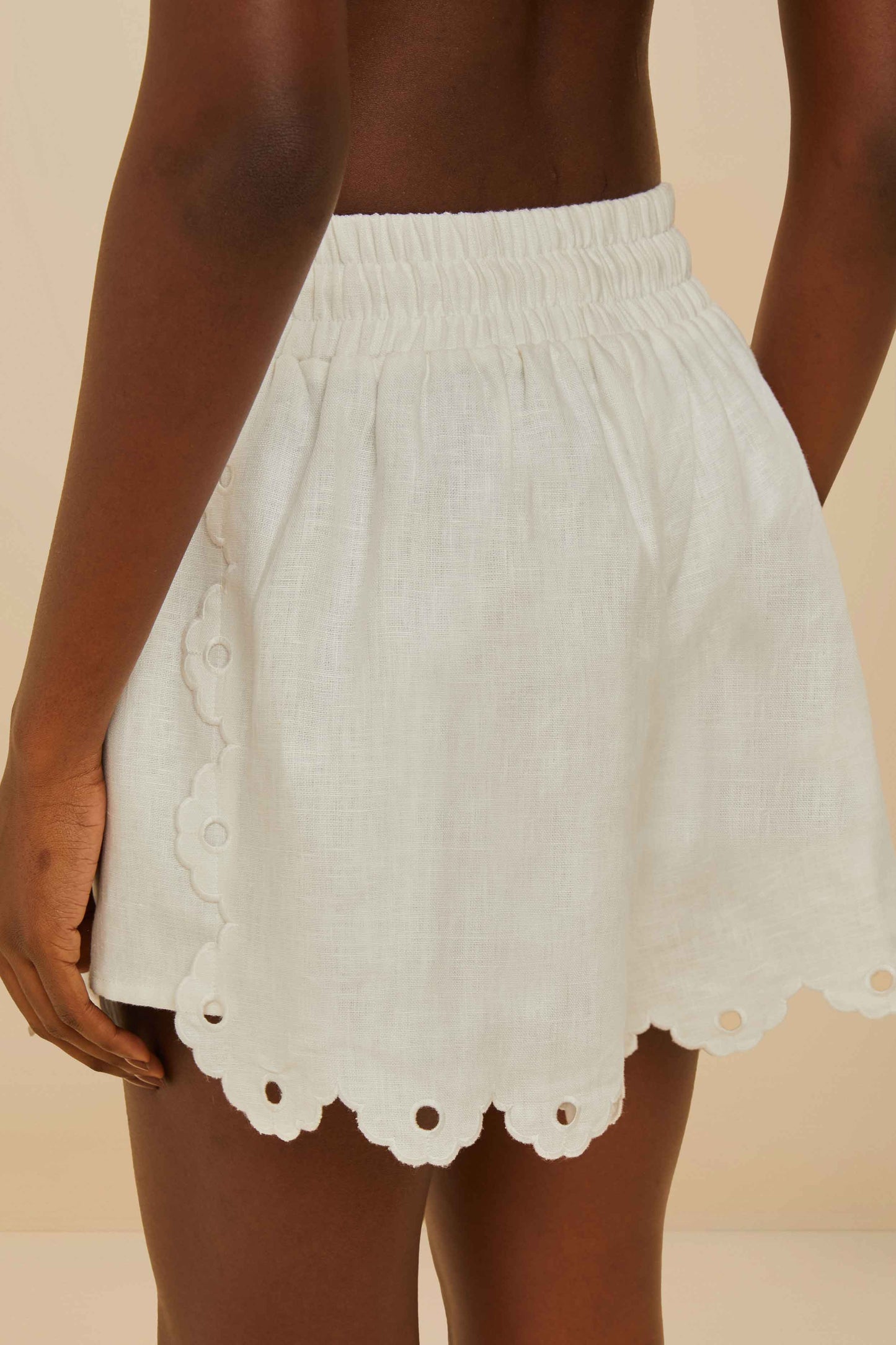 FARM Rio Off-White Flowers Richelieu Euroflax™ Premium Linen Shorts