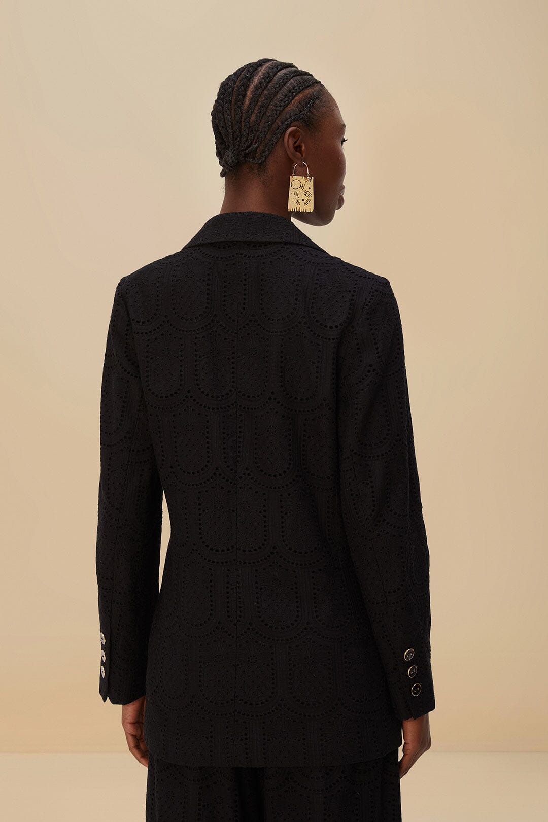FARM Rio Black Eyelet Blazer