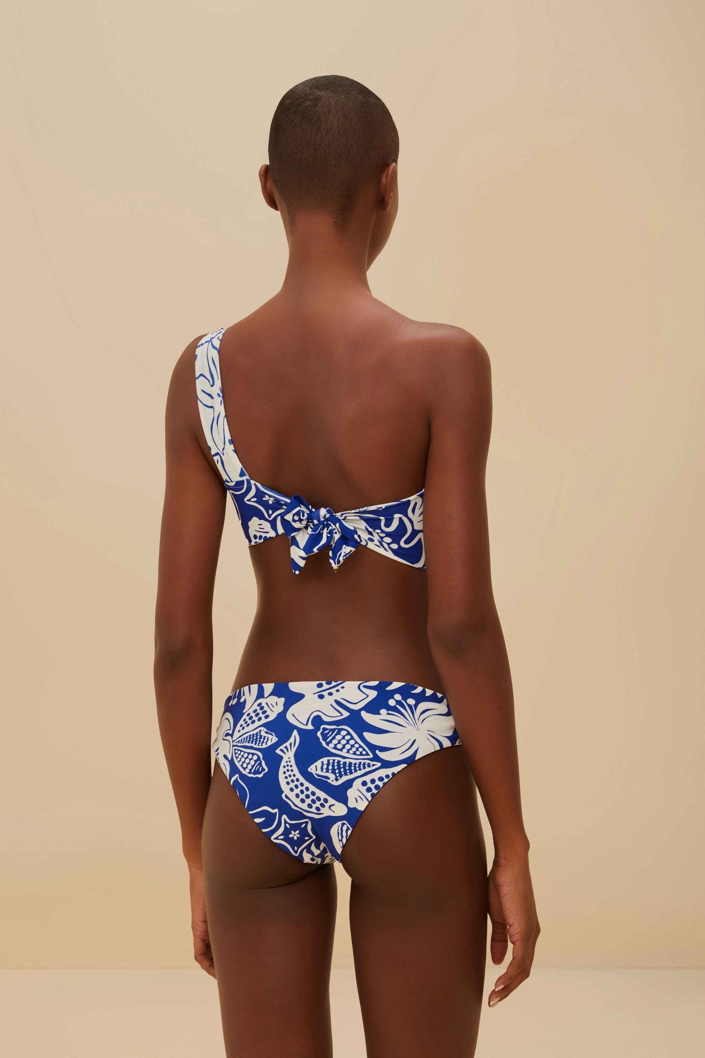 FARM Rio Off-White River Nature One-Shoulder Bikini Top