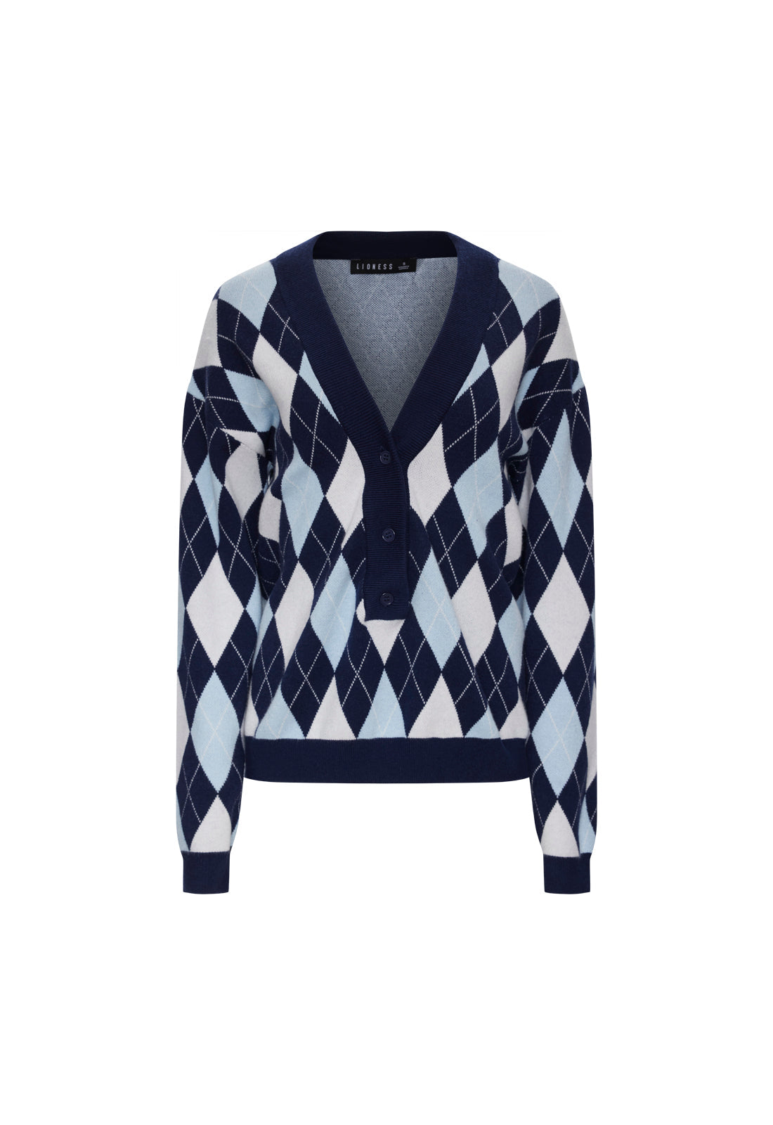 Lioness Fashion Online | PRADO KNIT - BLUE ARGYLE