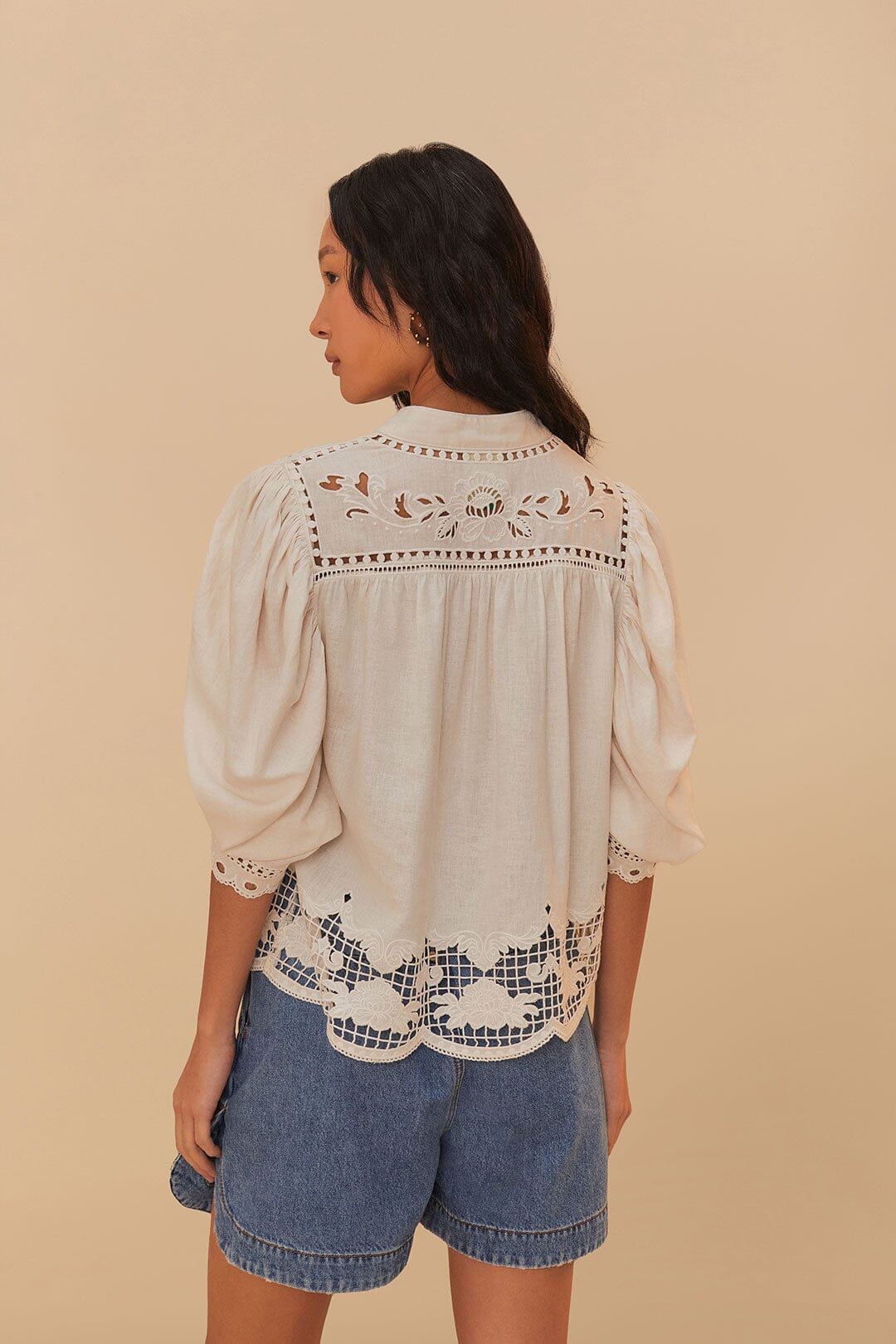 FARM Rio Off-White Romantic Richelieu LENZING™ ECOVERO™ Euroflax™ Blouse