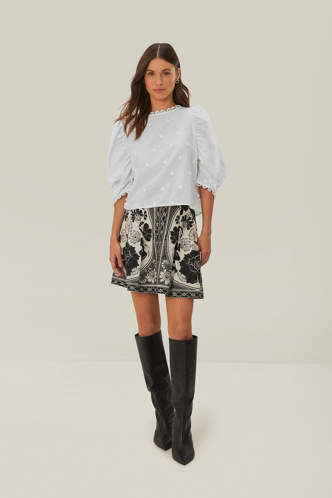 FARM Rio Off-White 3D Flowers Blouse