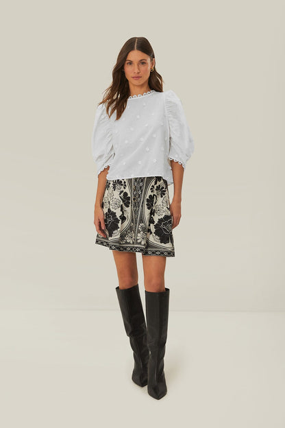 FARM Rio Off-White 3D Flowers Blouse