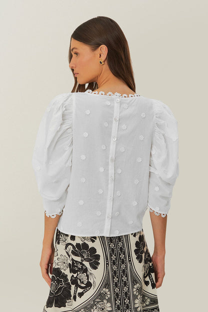 FARM Rio Off-White 3D Flowers Blouse