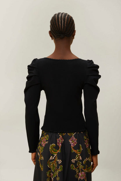 FARM Rio Black Knit Blouse
