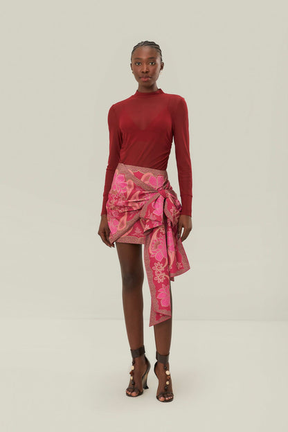 FARM Rio Burgundy Jersey Blouse