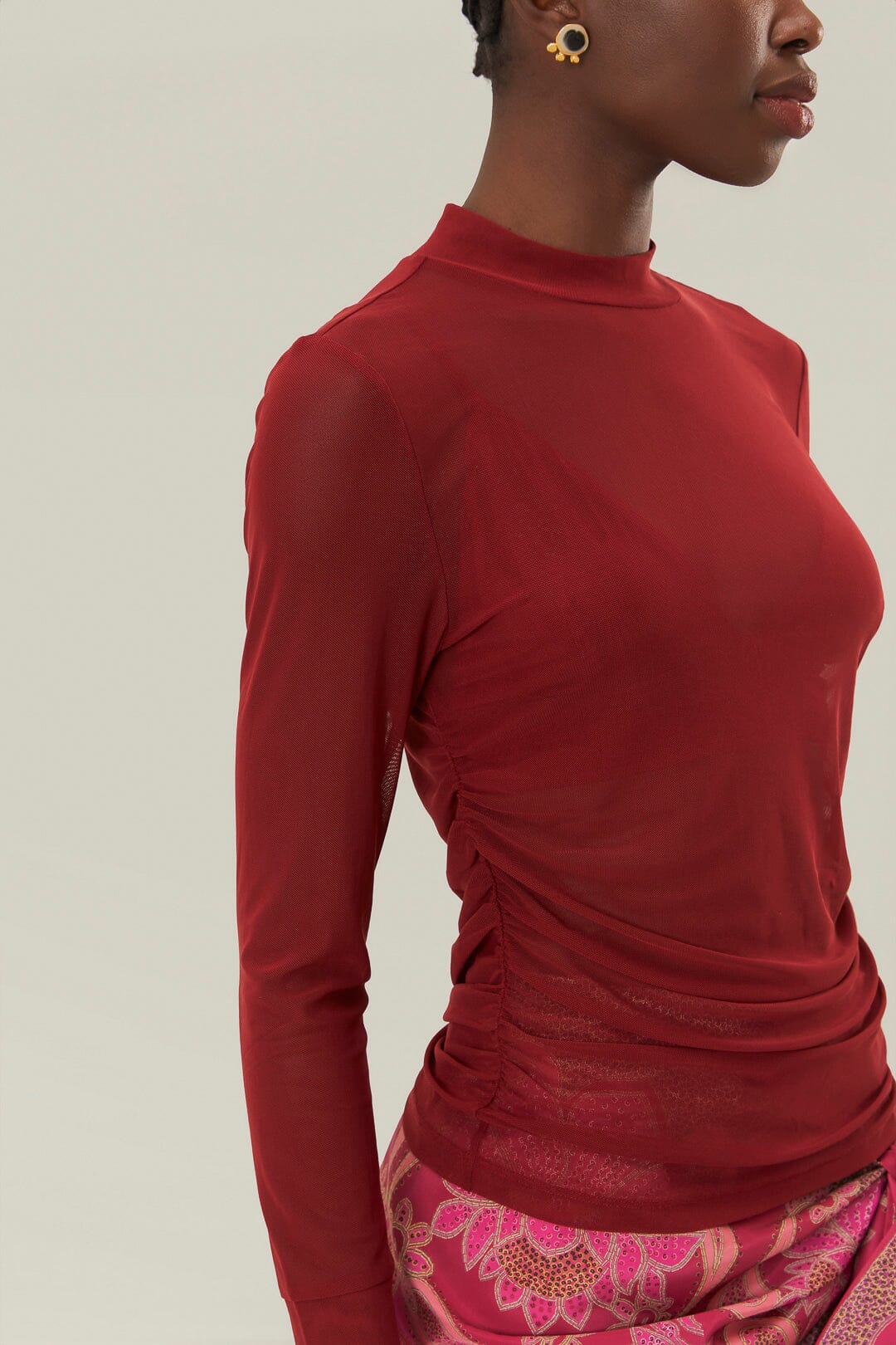 FARM Rio Burgundy Jersey Blouse