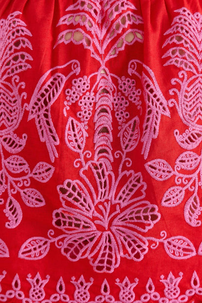 FARM Rio Red Palm Tree Richelieu Blouse