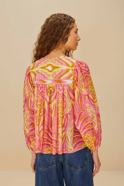 FARM Rio Pink Pineapple Tapestry Blouse