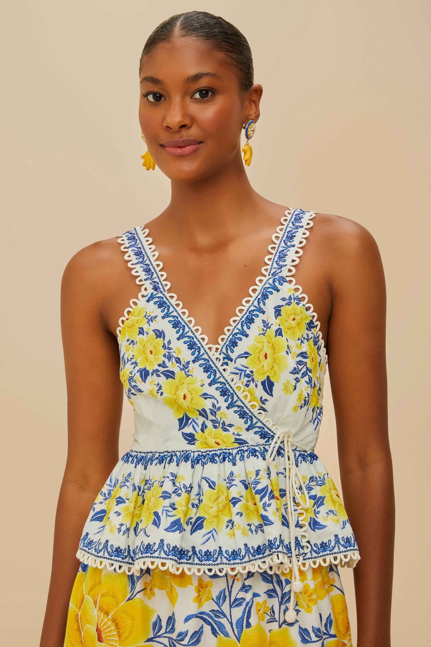 FARM Rio Off-White Zuli Sleeveless Blouse