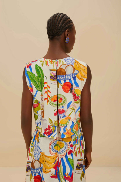 FARM Rio Off-White Fresh Table LENZING™ ECOVERO™ Euroflax™ Blouse