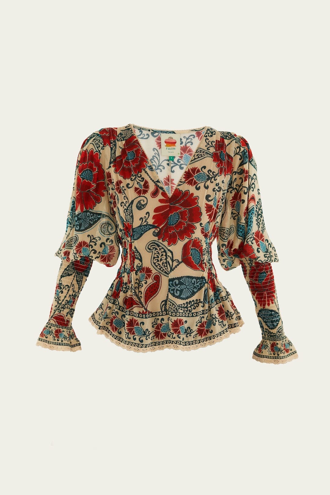 FARM Rio Sand Francesca Long Sleeve Blouse | FARM Rio