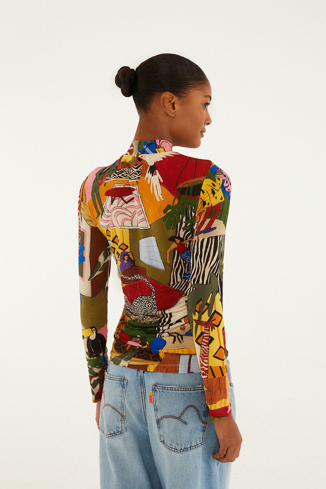 FARM Rio Multicolor Tropical Long Sleeve Turtleneck Blouse | FARM Rio