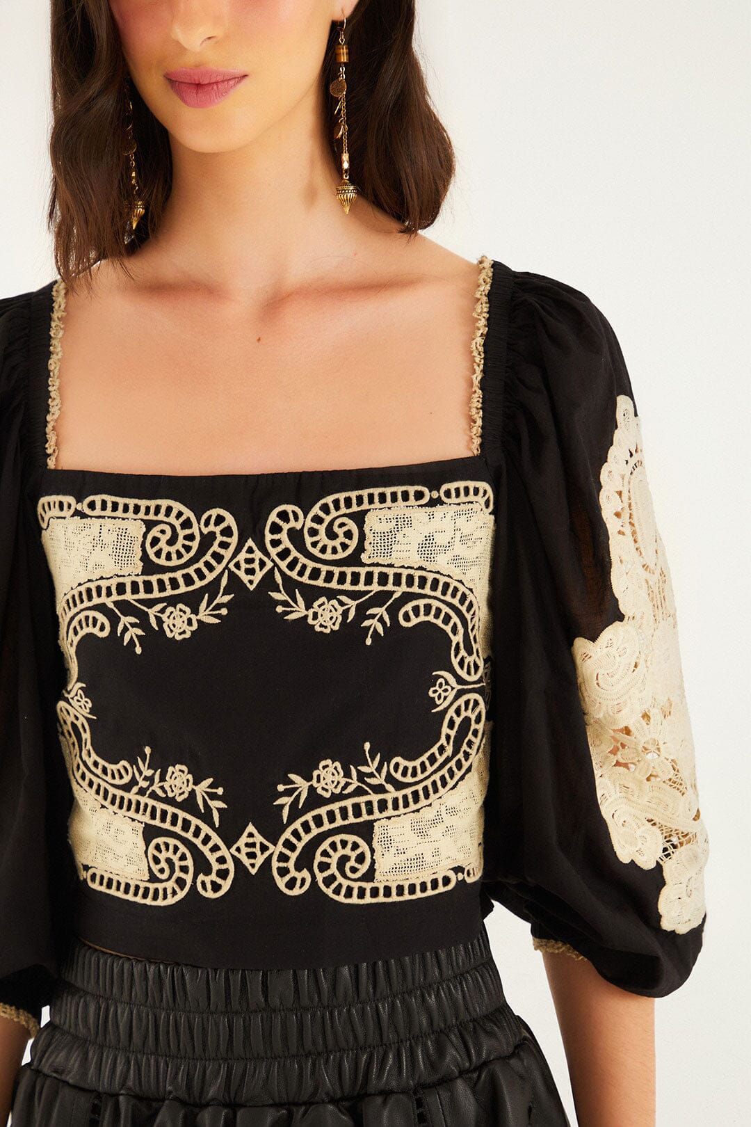 FARM Rio Black Lace Blouse | FARM Rio