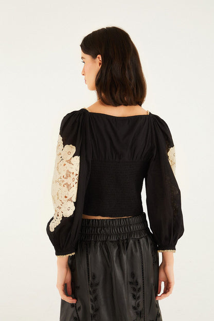 FARM Rio Black Lace Blouse | FARM Rio