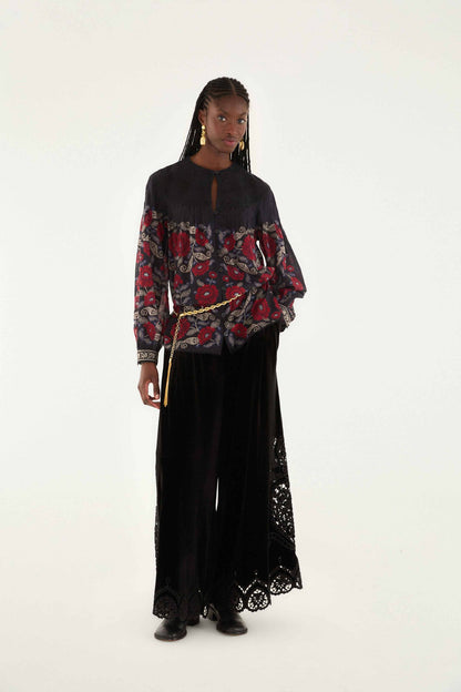 FARM Rio Black Valentina Long Sleeve Blouse | FARM Rio