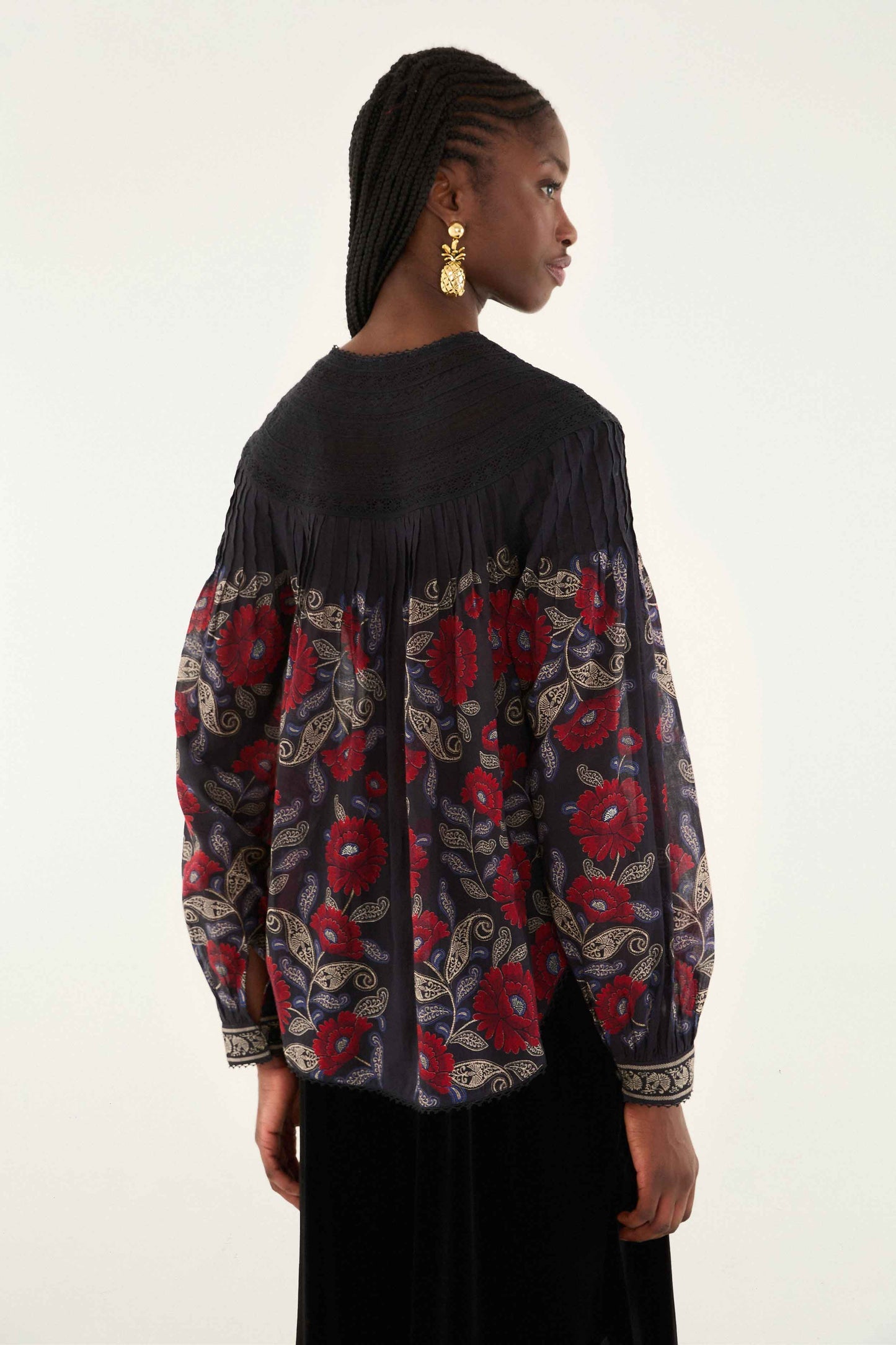 FARM Rio Black Valentina Long Sleeve Blouse | FARM Rio