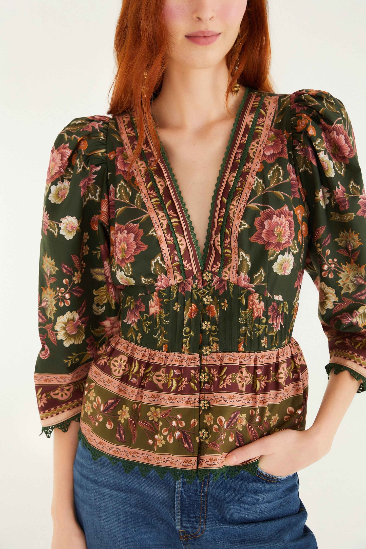 FARM Rio Green Flowering Garden Tree Blouse | FARM Rio