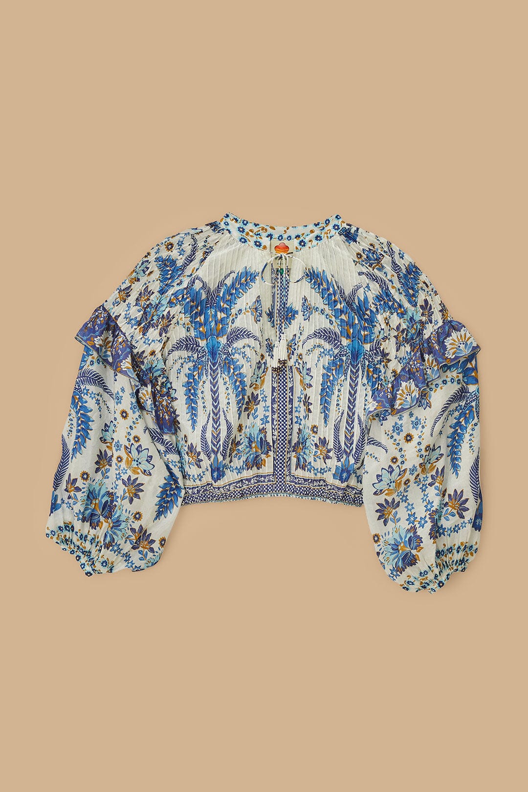 FARM Rio Off-White Ana Tapestry Blouse