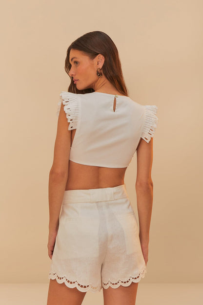 FARM Rio Off-White Butterfly Richelieu Blouse