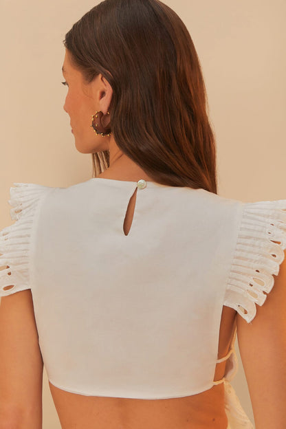 FARM Rio Off-White Butterfly Richelieu Blouse