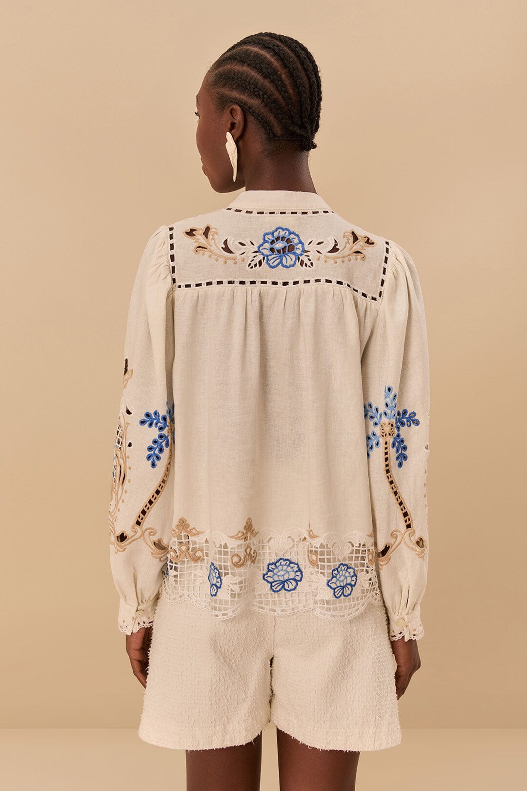 FARM Rio Off-White Romantic Richelieu Blouse
