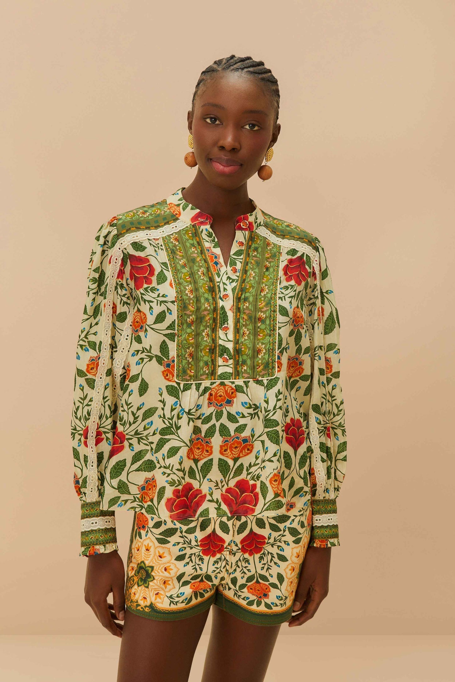 FARM Rio Sand Garden Tapestry Blouse