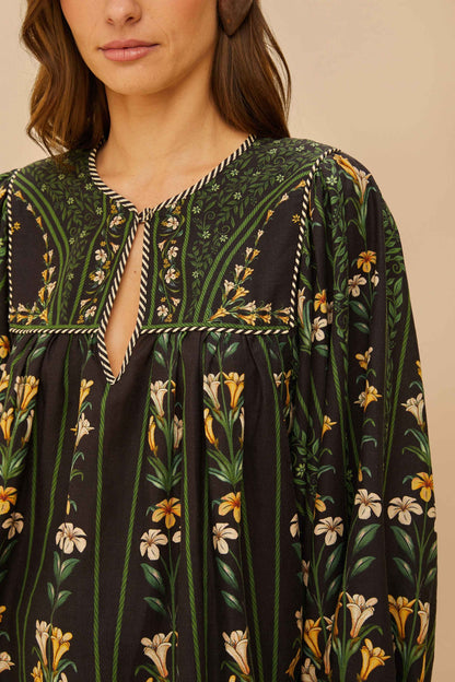 FARM Rio Black Flowers Arch LENZING™ ECOVERO™ Euroflax™ Blouse