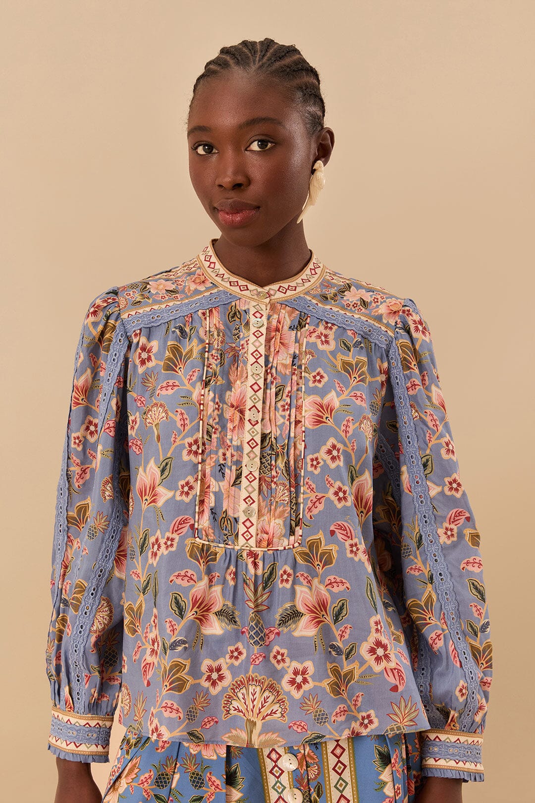 FARM Rio Blue Superbloom Tapestry Blouse