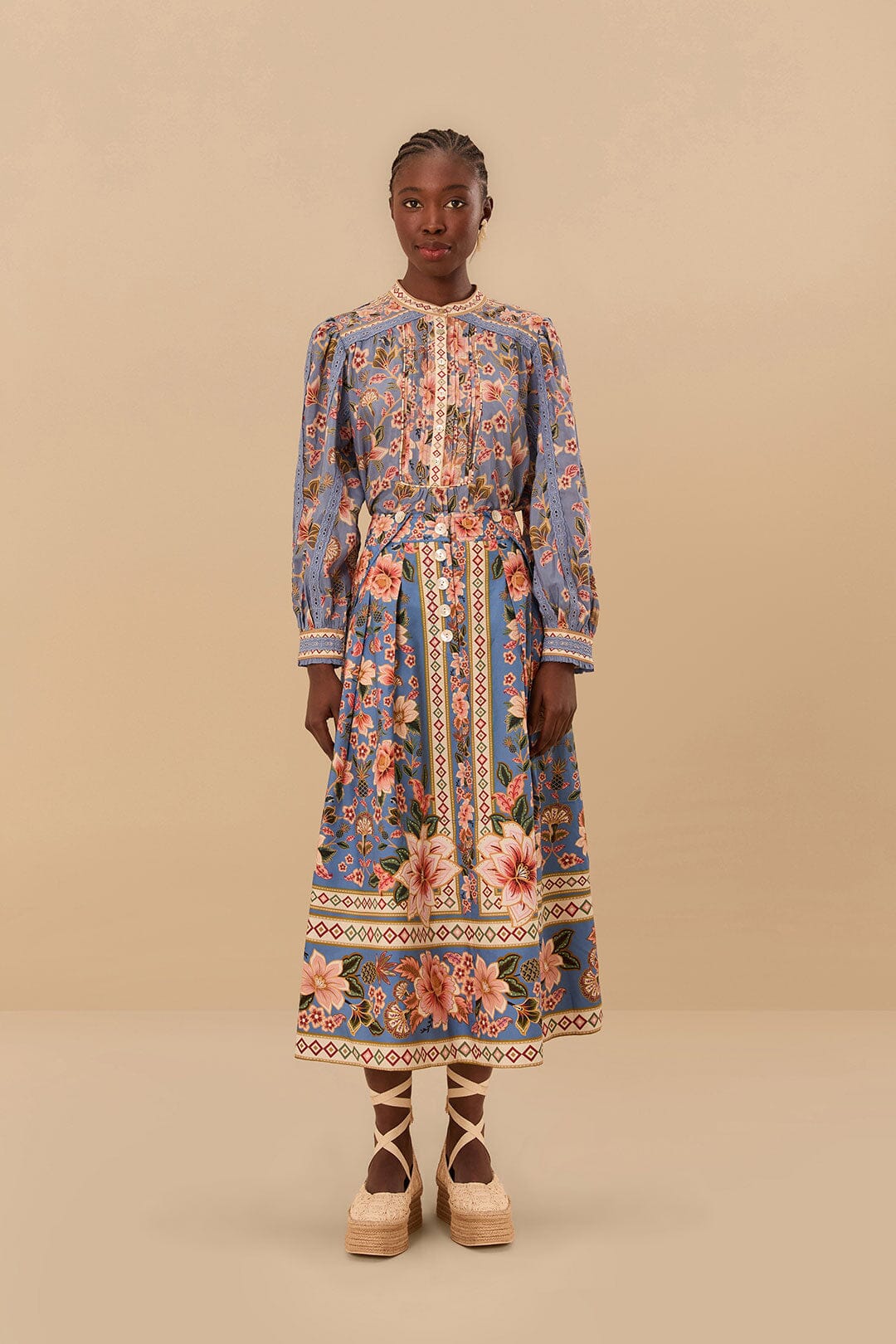 FARM Rio Blue Superbloom Tapestry Blouse