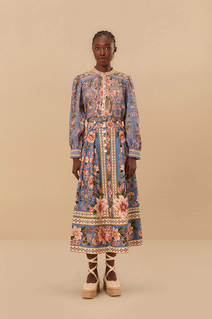 FARM Rio Blue Superbloom Tapestry Blouse