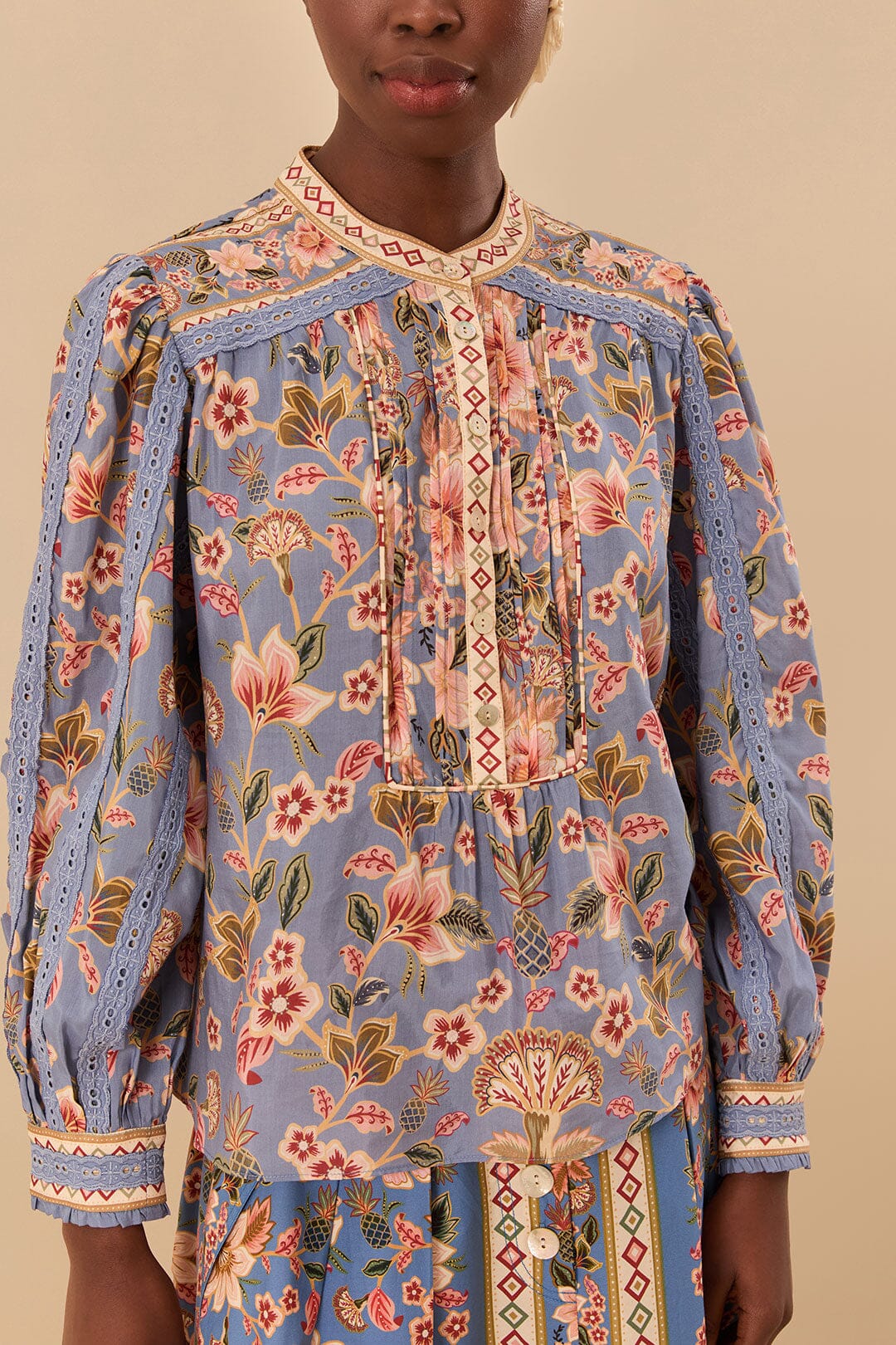 FARM Rio Blue Superbloom Tapestry Blouse