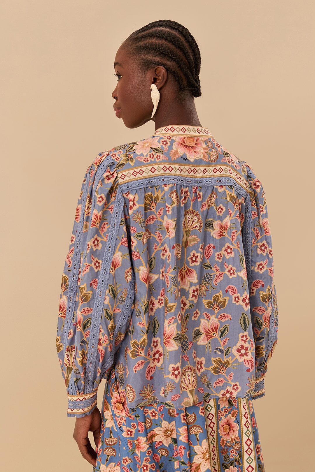FARM Rio Blue Superbloom Tapestry Blouse