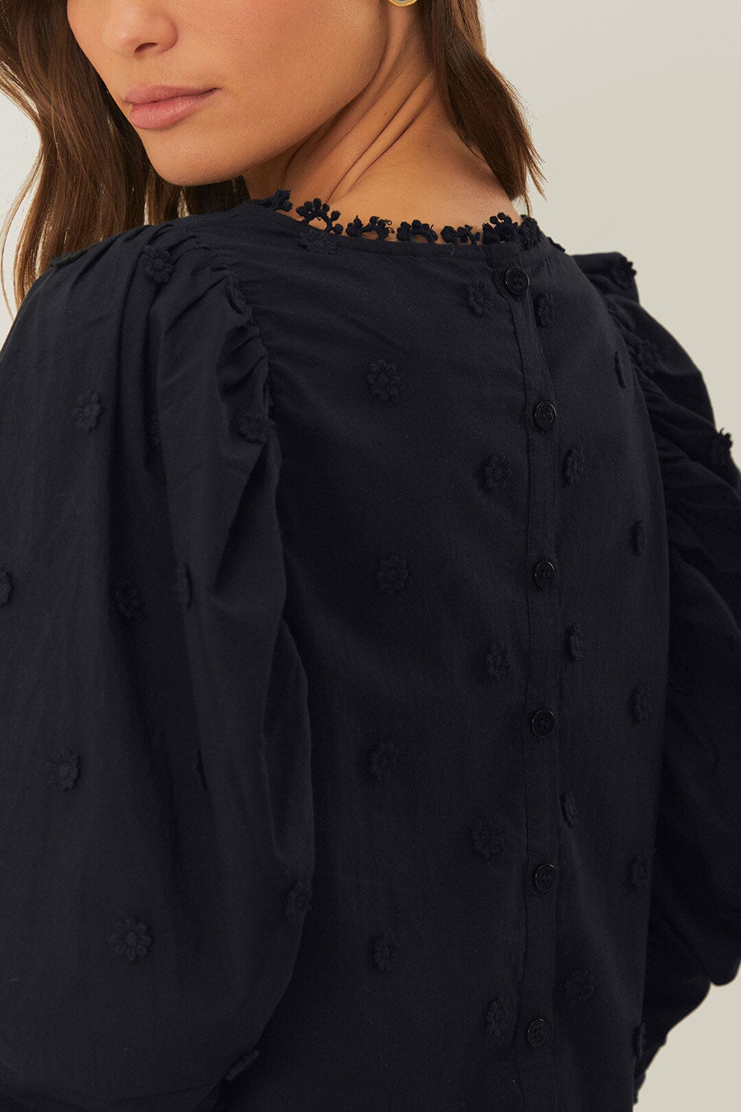 FARM Rio Black 3D Flowers Blouse