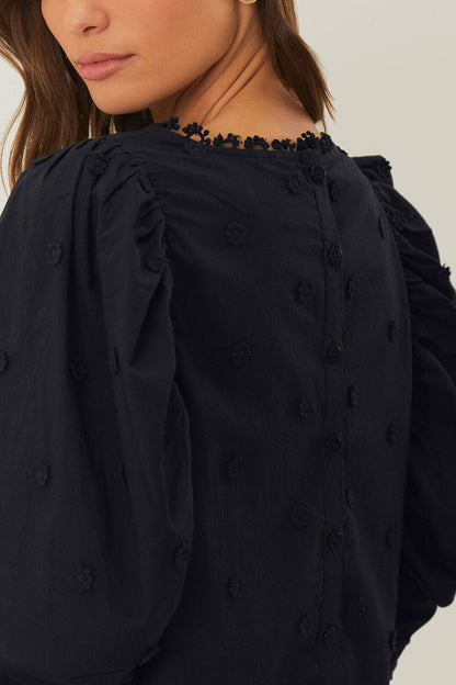 FARM Rio Black 3D Flowers Blouse