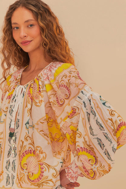 FARM Rio Off-White Maritime Magic Blouse