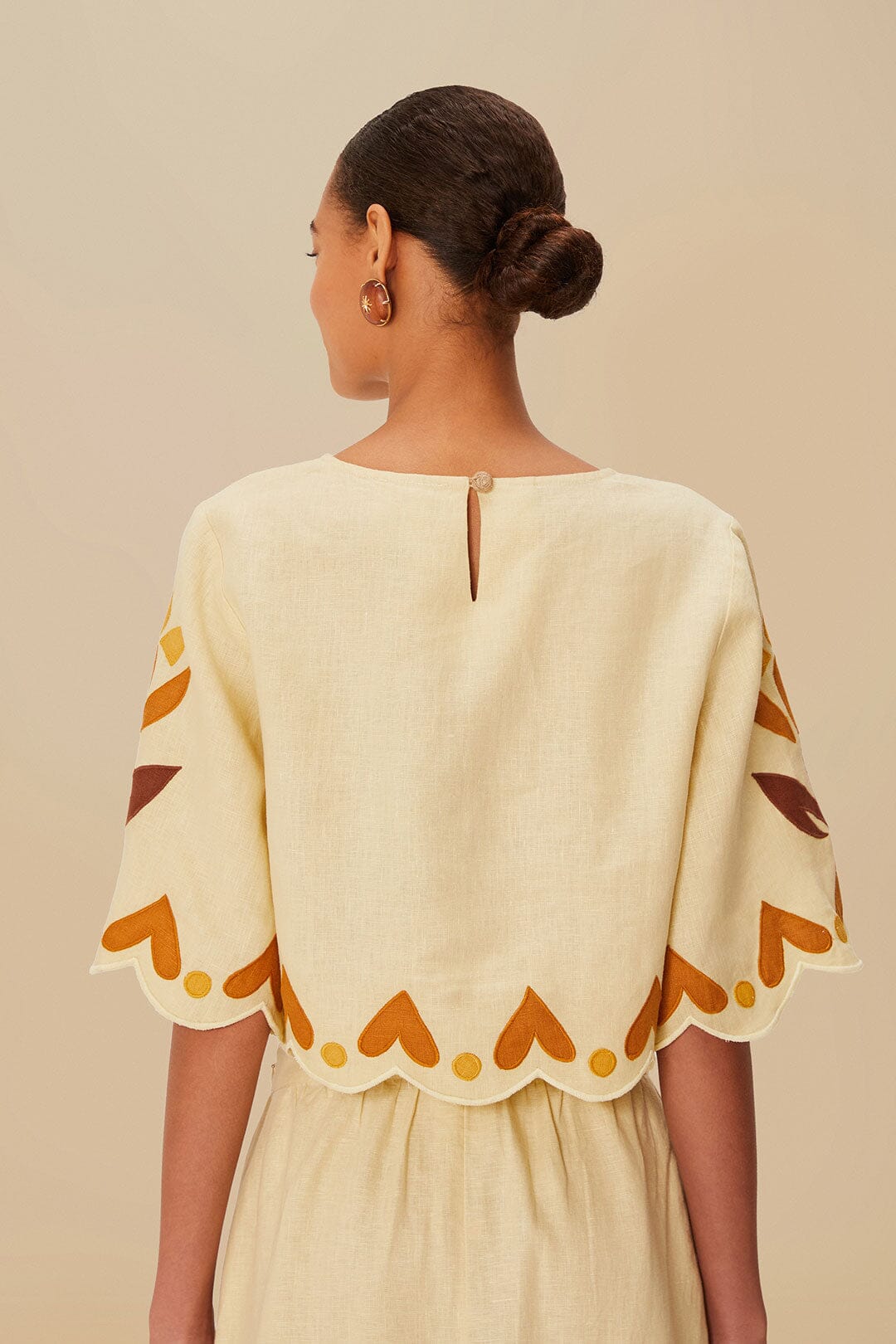 FARM Rio Sand Summer Cutwork Euroflax™ Premium Linen Blouse