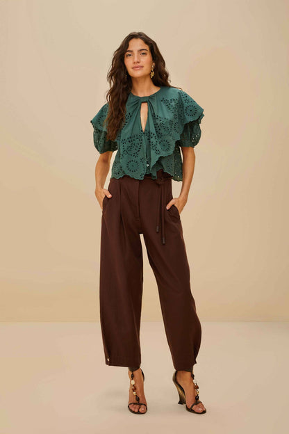 FARM Rio Green Maxi Lace Blouse