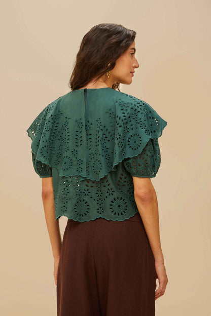 FARM Rio Green Maxi Lace Blouse