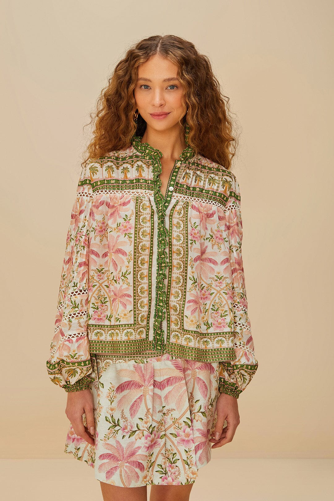 FARM Rio Off-White Palm Dream Blouse