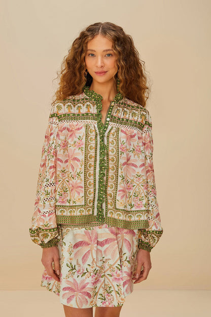 FARM Rio Off-White Palm Dream Blouse