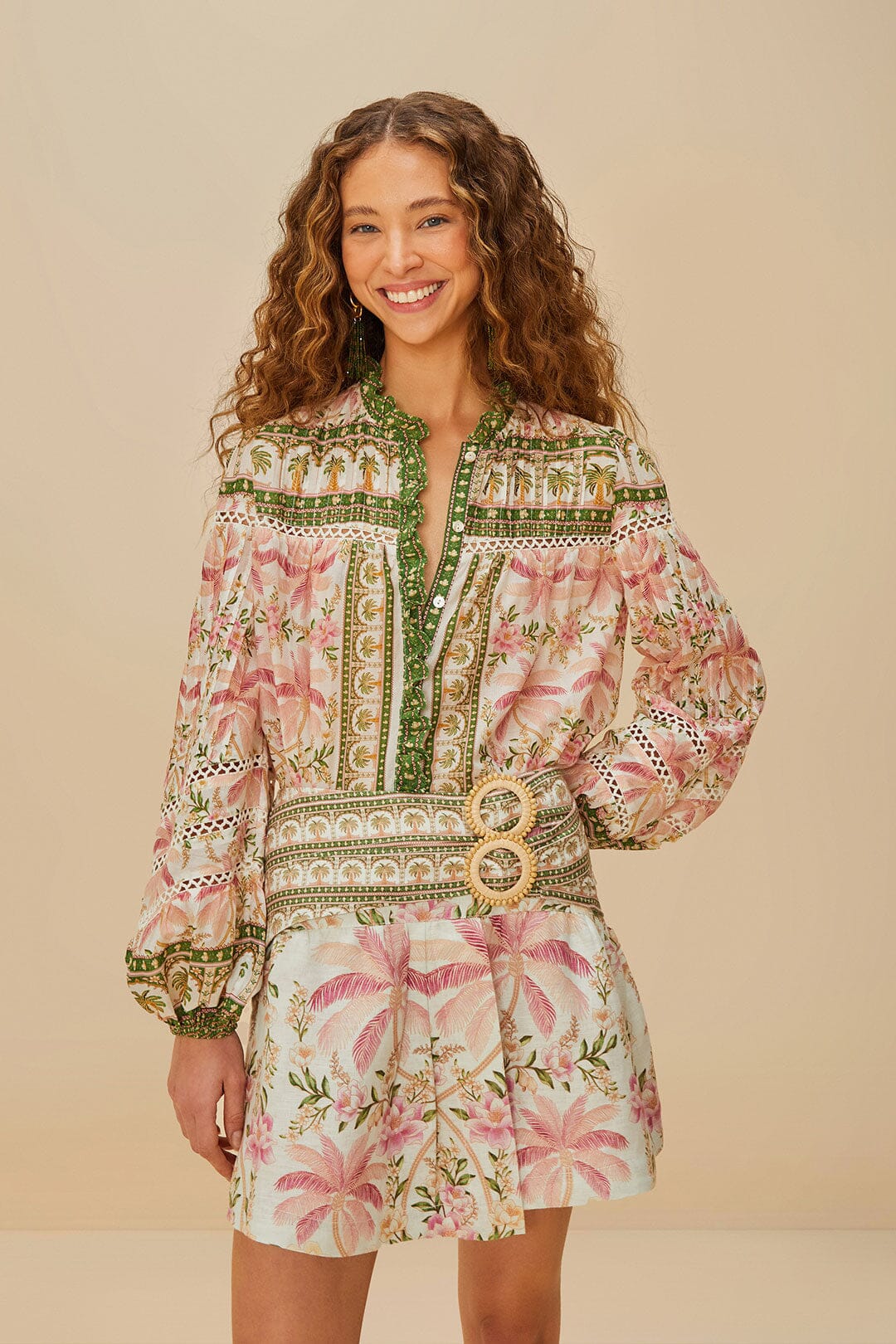 FARM Rio Off-White Palm Dream Blouse